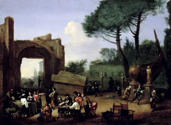 Gartenparty mit römischen Künstlern, um 1640